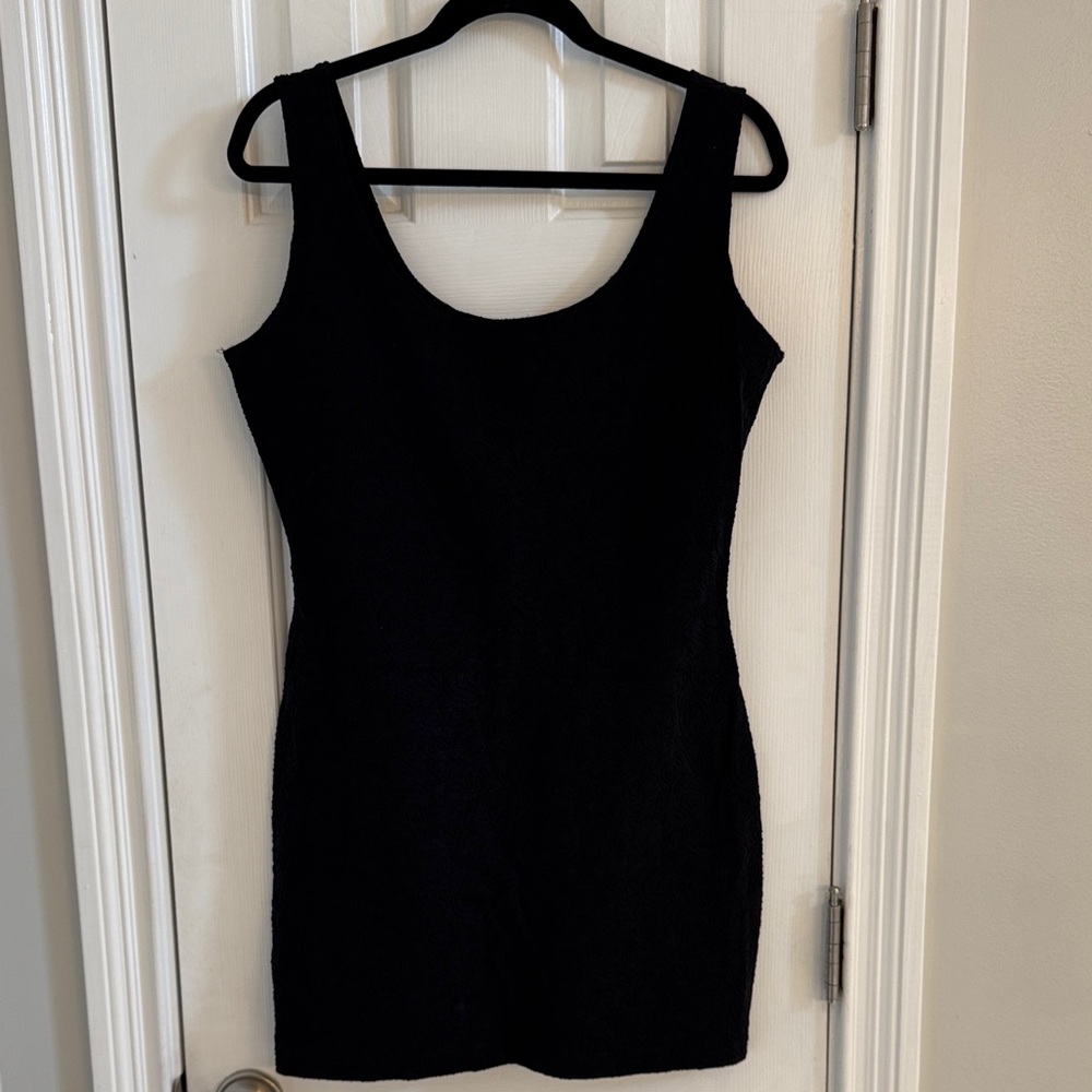 Tapemeasure Black- on-Black Pattern Vintage Little Black Dress